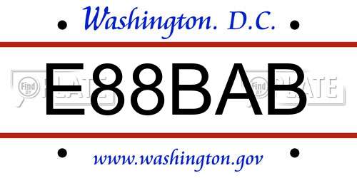 E88BAB District Of Columbia License Plate