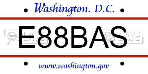 E88BAS District Of Columbia License Plate