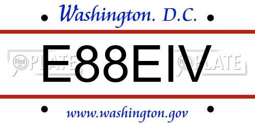 E88EIV District Of Columbia License Plate