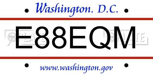 E88EQM District Of Columbia License Plate