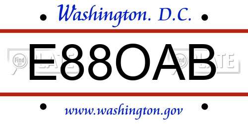 E88OAB District Of Columbia License Plate