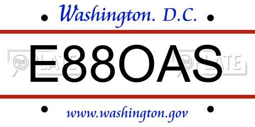 E88OAS District Of Columbia License Plate