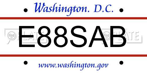 E88SAB District Of Columbia License Plate