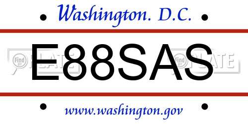 E88SAS District Of Columbia License Plate