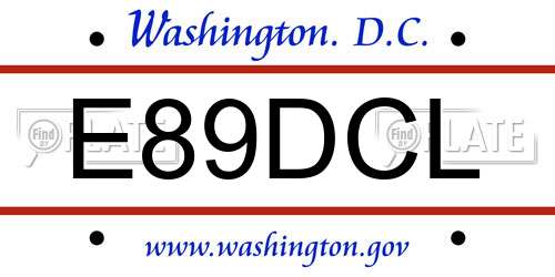 E89DCL District Of Columbia License Plate