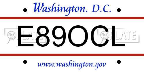 E89OCL District Of Columbia License Plate