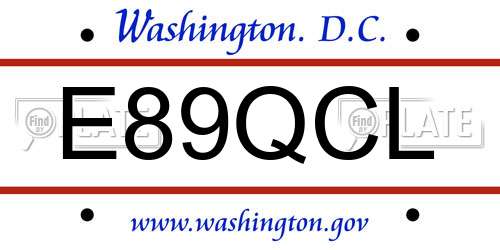 E89QCL District Of Columbia License Plate