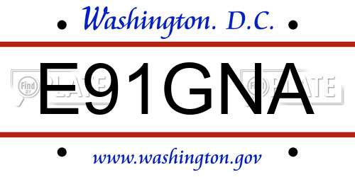 E91GNA District Of Columbia License Plate