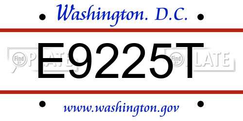 E9225T District Of Columbia License Plate