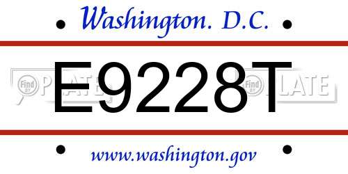 E9228T District Of Columbia License Plate