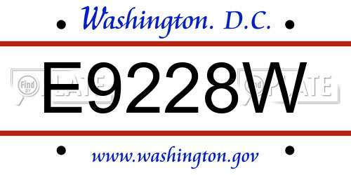 E9228W District Of Columbia License Plate
