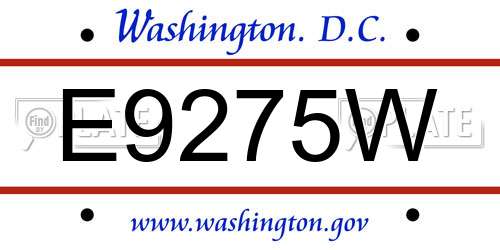 E9275W District Of Columbia License Plate