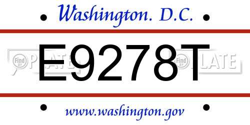 E9278T District Of Columbia License Plate
