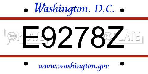 E9278Z District Of Columbia License Plate