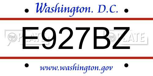 E927BZ District Of Columbia License Plate