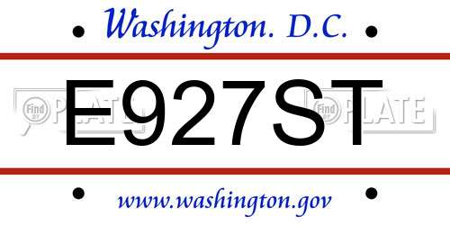 E927ST District Of Columbia License Plate