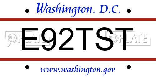E92TST District Of Columbia License Plate