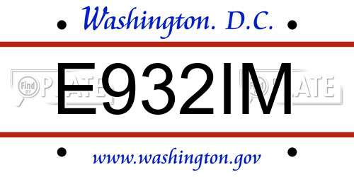 E932IM District Of Columbia License Plate