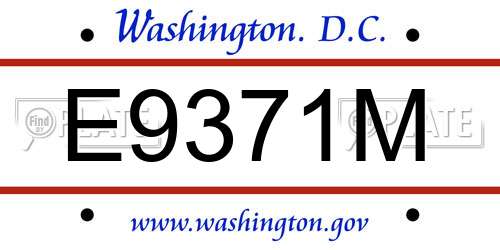 E9371M District Of Columbia License Plate