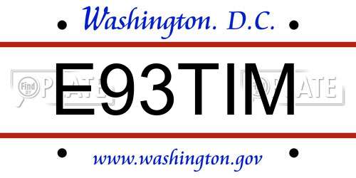 E93TIM District Of Columbia License Plate