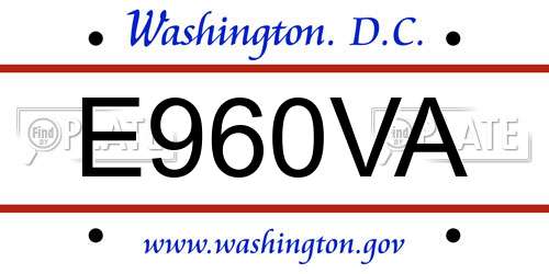 E960VA District Of Columbia License Plate