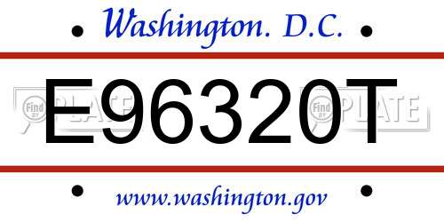 E96320T District Of Columbia License Plate