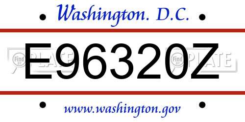 E96320Z District Of Columbia License Plate