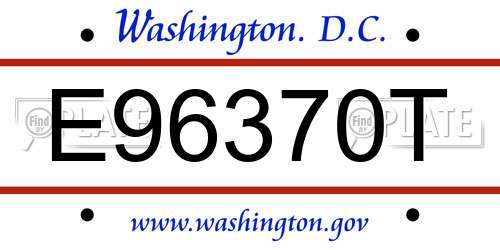 E96370T District Of Columbia License Plate
