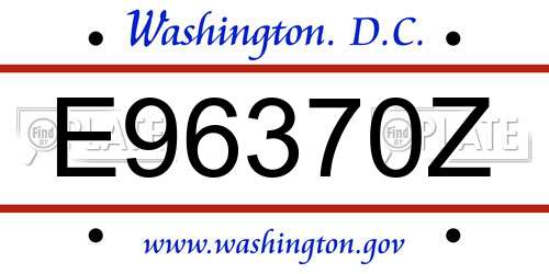 E96370Z District Of Columbia License Plate