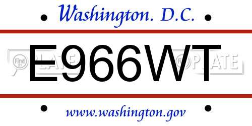 E966WT District Of Columbia License Plate