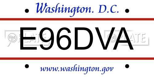 E96DVA District Of Columbia License Plate