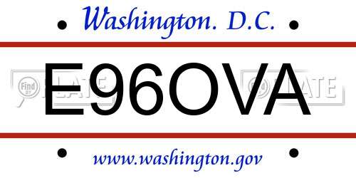 E96OVA District Of Columbia License Plate