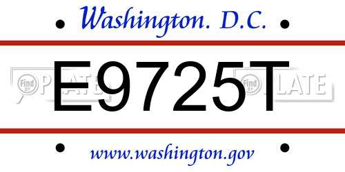 E9725T District Of Columbia License Plate