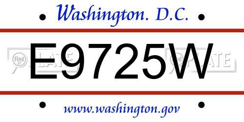 E9725W District Of Columbia License Plate