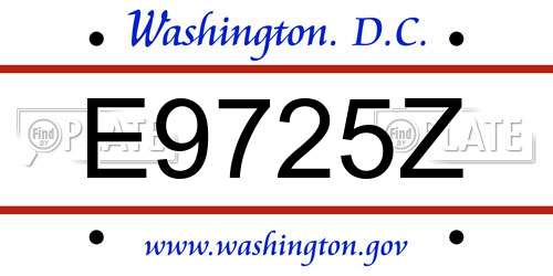 E9725Z District Of Columbia License Plate