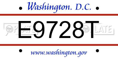 E9728T District Of Columbia License Plate