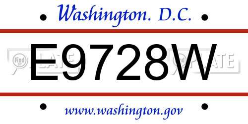 E9728W District Of Columbia License Plate