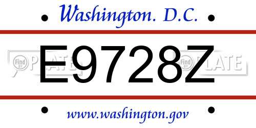 E9728Z District Of Columbia License Plate