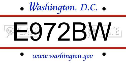 E972BW District Of Columbia License Plate