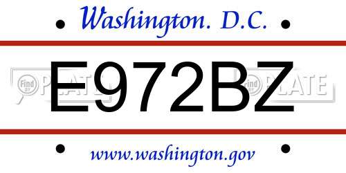 E972BZ District Of Columbia License Plate