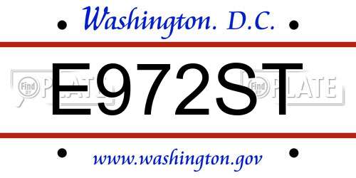 E972ST District Of Columbia License Plate