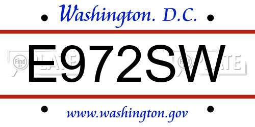 E972SW District Of Columbia License Plate