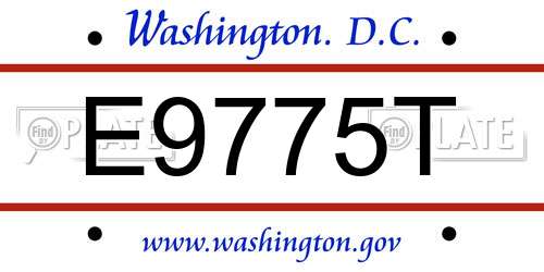 E9775T District Of Columbia License Plate