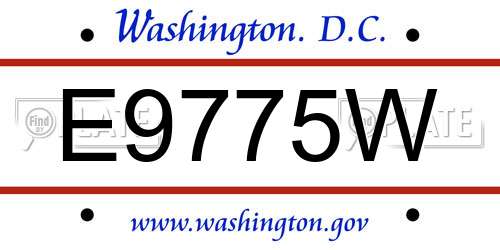 E9775W District Of Columbia License Plate
