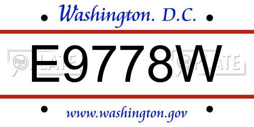 E9778W District Of Columbia License Plate