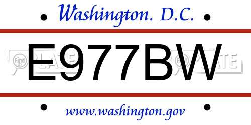 E977BW District Of Columbia License Plate