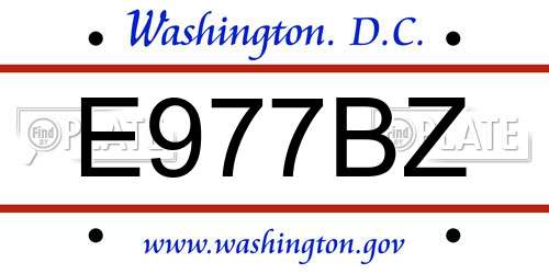 E977BZ District Of Columbia License Plate