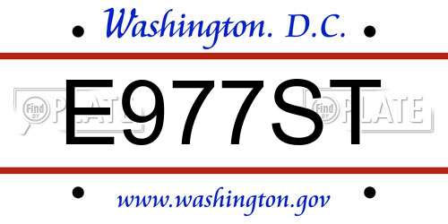 E977ST District Of Columbia License Plate