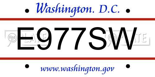 E977SW District Of Columbia License Plate