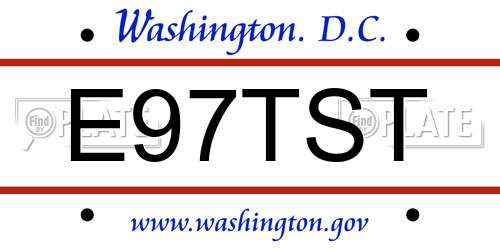 E97TST District Of Columbia License Plate
